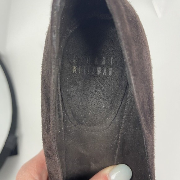 Stuart Weitzman Wedges Womens Size 8 Brown Suede Loafers Sleek Striking‎ Modern - Picture 6 of 8